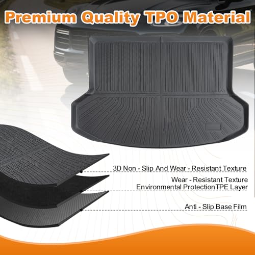 Trunk Liner for 2020-2023 Kia Seltos 3D Custom Fit All-Weather TPE Material Waterproof Car Cargo Liner Mat, Black - color: 2020-2023 Kia Seltos