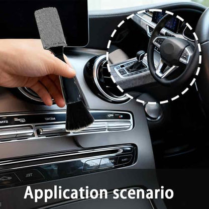 Double-Headed Car Cleaning Brush, Car Detailing Brush, Durable, Easy to Store Without damaging Interior Surfaces; Suitable for Cleaning dashboards (1PCS Black) - color: 1PCS Black