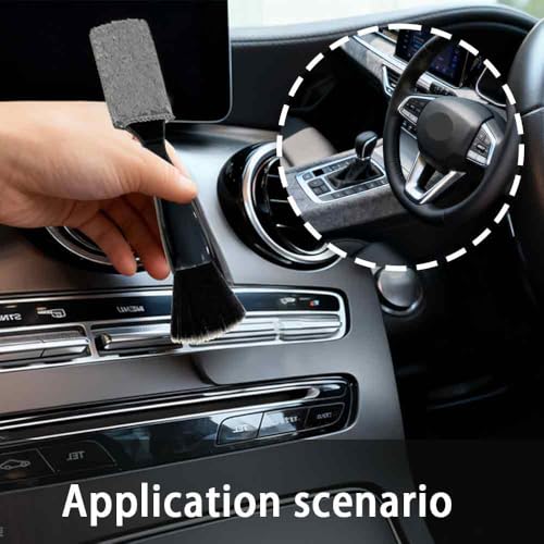 Double-Headed Car Cleaning Brush, Car Detailing Brush, Durable, Easy to Store Without damaging Interior Surfaces; Suitable for Cleaning dashboards (2PCSBlack) - color: 2PCS Black