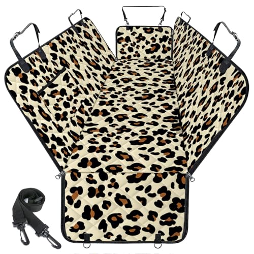 NECKORY Waterproof Dog Car Seat Cover for Back Seat - Durable, Scratch Proof Pet Hammock with Nonslip Design & Storage Pockets, Fits Cars, SUVs, Trucks- S, Leopard/Black - color: Leopard,Black, size: Small,Standard