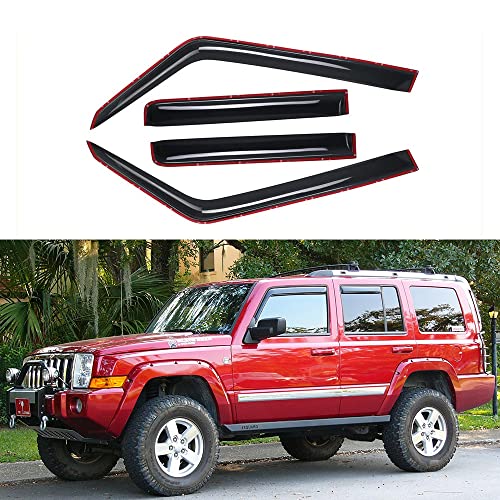 Side Window Wind Deflector,4pcs in-Channel Style Rain Guards,Dark Smoke Window Visors fit for 2006-2010 Jeep Commander 194117 - size: 2006-2010 Commander In-Channel