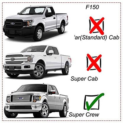 Side Window Visor Deflector fit for 2015-2025 Ford F-150 SuperCrew cab, 17-25 F150 Raptor F250/F350 Super Duty Crew cab,4pcs Outside Mount Tape-on Shatterproof Dark Smoke Rain Guard 94975 - size: 4pcs 15-25 Crew cab(Outside)