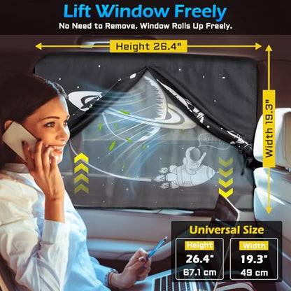 Car Window Shades, 2 Packs Magnetic car Sun Shade for Baby, Double Layers Magnetic Planet Pattern Design for Full Covers/Half Shade Options, Window Curtains for Heat/UV Protection Sun Block Covers - color: Planet