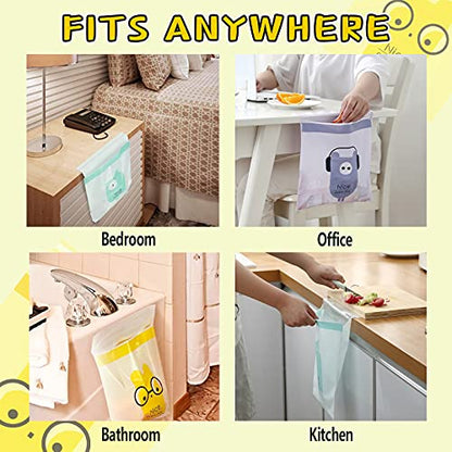 72pcs Car Trash Bags Easy Stick-On Disposable Portable Car Garbage Bags, Waterproof Leak Proof Barf Vomit Bags, Self Adhesive Cleaning Bags for Cars, Bedrooms, Bathrooms, Offices, Kitchens - Pattern A - color: A-72 Pieces