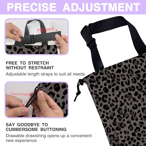Car Trash Bag Hanging Black Gray Leopard Print Car Trash Can for Back Seat Waterproof Car Trash Bin with Adjustable Straps and Drawstring for Car Accessories Vehicle Travelling Camping - color: Black Gray Leopard Print