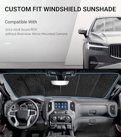 Pigenius Windshield Sunshade for Acura RDX 2013-2018 No Camera, Reversible Silver/Black - color: AstraGuard, size: 2013-2018 RDX w/o