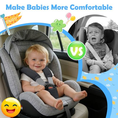 3 Pcs Car Seat Stroller Straps Pads for Baby, Newborn Soft Shoulder Strap and Crotch Covers, Universal Shoulder Straps Pads for Car Seat, Pushchair, High Chair (Black) - color: Black