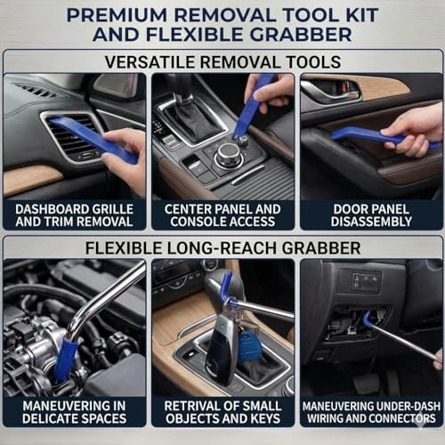 22-Piece Car Repair Tool Kit – Stainless Steel Automotive Tools, Inflatable Air Wedge, Multifunctional Vehicle Maintenance & Emergency Set with Carrying Bag
