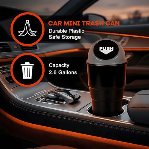 Cup Holder Trash Can for Car, Leakproof Vehicle Back Seat Garbage Can Mini Portable Trash Bin with Lid, Universal Smellproof Cup Holder Garbage Bin for Cars Trucks SUVs (Gray) - color: Gray