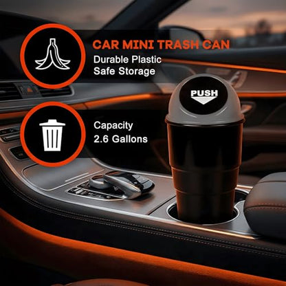 Cup Holder Trash Can for Car, Leakproof Vehicle Back Seat Garbage Can Mini Portable Trash Bin with Lid, Universal Smellproof Cup Holder Garbage Bin for Cars Trucks SUVs (Gray) - color: Gray
