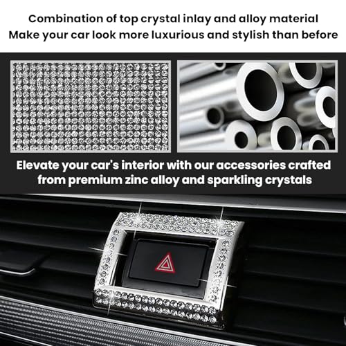 Bling Hazard Warning Button Cover Sticker Compatible with Honda 10th gen Honda Civic/Accord (2018-2022) Zinc Alloy Crystal Warning Light Decal - color: Warning Light Sticker