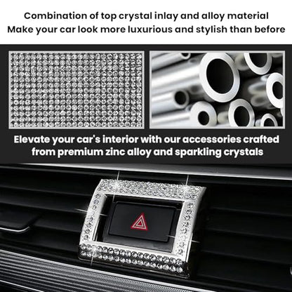 Bling Hazard Warning Button Cover Sticker Compatible with Honda 10th gen Honda Civic/Accord (2018-2022) Zinc Alloy Crystal Warning Light Decal - color: Warning Light Sticker