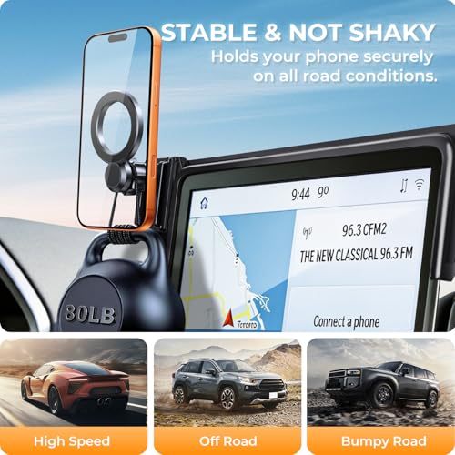 Car Phone Holder for Ford Bronco Sport 2024 2023 2022 2021 8-Inch Screen(Not Fit 2025+,Not Fit Bronco) 360° Rotation Magnetic Cell Phone Mount, Compatible with Magsafe, Does Not Affect Air Vent - style: Fit for 2021-2024 Bronco Sport, 8-Inch