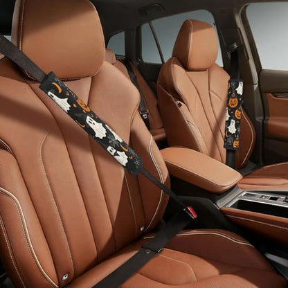 Seat Belt Cover Pad Cute Halloween Pumpkins Ghost Bats Soft Safety Car Automotive Seat Belt Pads Cushion Shoulder Strap Covers for Cars or Bags, 2 Pcs - color: Cute Halloween Pumpkins Ghost Bats