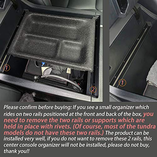 JDMCAR Compatible with Toyota Tundra Accessories 2014-2021 Center Console Organizer, Insert ABS Black Materials Tray, Armrest Secondary Storage Box - Full Tray - color: black