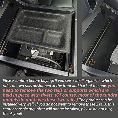 JDMCAR Compatible with Toyota Tundra Accessories 2014-2021 Center Console Organizer, Insert ABS Black Materials Tray, Armrest Secondary Storage Box - Full Tray - color: black