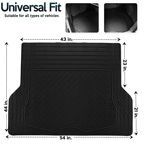 ZONETECH All Weather Rubber Semi Pattern Cargo Liner Trunk Floor Mat – Premium Quality Black Heavy Duty Cargo Trunk Floor Mat - size: 1 PACK
