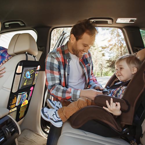 ONE PIX Backseat Car Organizer Mats Back Seat Organizers and Storage Bag with Touch Screen Tablet Holder for Kids Toddlers Seats, Travel Accessories, Road Trip Essentials (2PCS) - size: 2 Pack