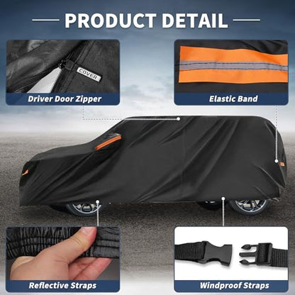 X AUTOHAUX Car Cover for Kia Soul Aluminum Film Outdoor Waterproof Sun Rain Snow Hail Protection with Driver Door Zipper - size: for Kia Soul