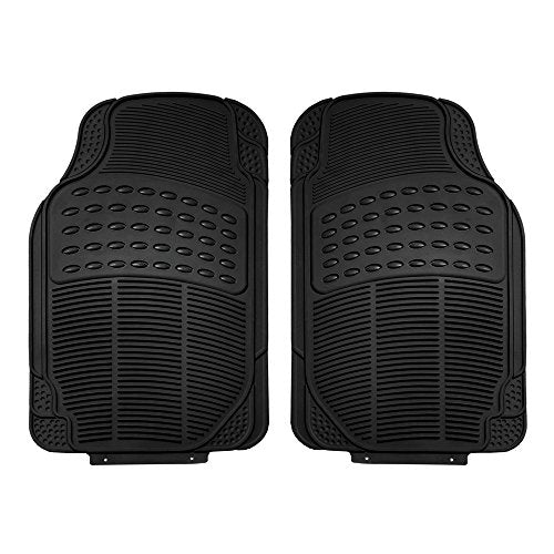 FH Group Automotive Floor Mats Climaproof for All Weather Protection Universal Fit Trimmable Heavy Duty fits Most Cars, SUVs, and Trucks, 2pc Front Set Solid Black - color: Black, style: Front Set
