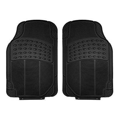 FH Group Automotive Floor Mats Climaproof for All Weather Protection Universal Fit Trimmable Heavy Duty fits Most Cars, SUVs, and Trucks, 2pc Front Set Solid Black - color: Black, style: Front Set