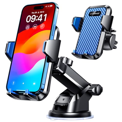 VANMASS【85+LBS Strongest Suction & Military-Grade Ultimate Car Phone Mount【Patent & Safety Certs】 Cell Phone Holder for Dash Windshield Vent for iPhone 17 Pro Max Automobile Accessory Kits,Light Blue - color: Light Blue