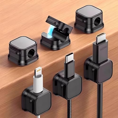 12Pack Spring Cord Organizer,Magnetic Cable Clips, Cable Management, Office Desk Accessories, Cord Organizer, Cable Smooth Adjustable,for Desk, Wall, Car, Home Office, Phone Cable Management (Black) - color: Black, size: 12 PCS