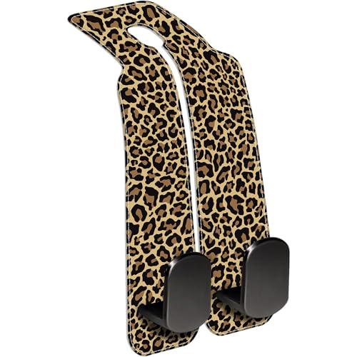 Purse Hook for Car Abstract Brown Leopard 1 Pack Headrest Back Seat Hook Premium Leather Double Metal Hanger Storage Pack Bag Purse Holder Car Accessories - color: Abstract Brown Leopard