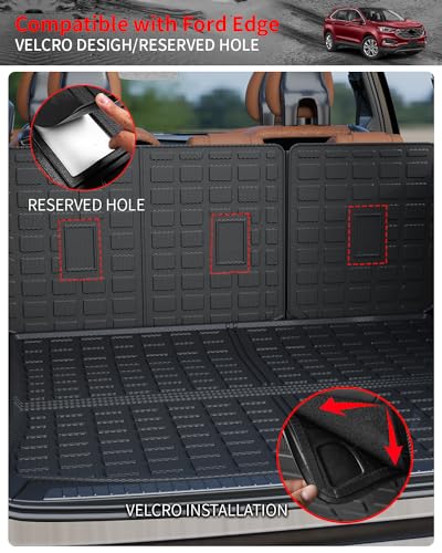 Cargo Mat Compatible with 2015-2024 Ford Edge (Not Fit SEL) Trunk Mat Cargo Liner Trunk Liner TPE All Weather Back Seat Cover Protector 2023 Edge Accessories (Trunk Mat+Backrest Mats) - style: For Ford Edge | 2015-2024