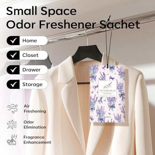 MYARO 20 Pack Lavender Scented Sachets - Drawer & Closet Air Freshener Bags, Natural Odor Eliminator for Car, Home, Bedroom, Office & Travel - color: Lavender Fresh