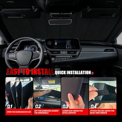 Windshield Sun Shade for Silverado/Sierra 1500 2019-2026, Silverado/Sierra 2500HD 3500HD 2020-2026, Accordion Folding Design Blocks Heat & UV Rays Maintain Cool Interior and Save Space - size: Silverado/Sierra 1500 2500HD 3500HD 2019-2026