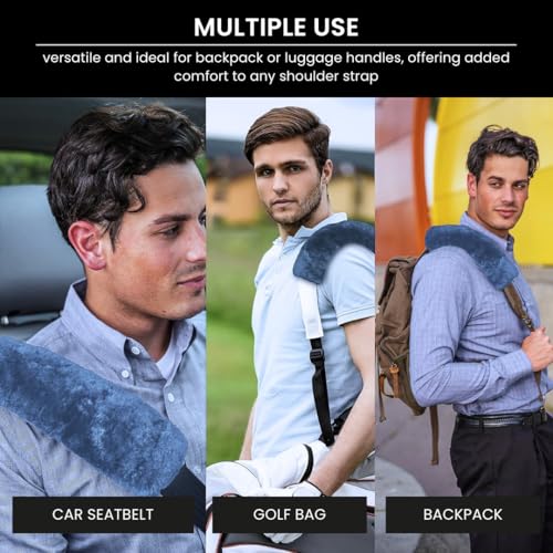 Andalus Genuine Sheepskin Car Seat Belt Cover Pad – Soft Fuzzy, Comfy Fluffy Seatbelt Covers, Shoulder Pad Neck Cushion Protector, Car Accessories for Woman, Man, Girl (Blue Gray, 2-Pack) - color: Blue Gray
