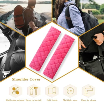 Yumikoo Plush Seat Belt Pads - Set of 2 Cozy & Soft Car Seat Belt Cushions for Comfortable Travel - Perfect for Road Trips and Airplane Rides (Pink) - color: pink