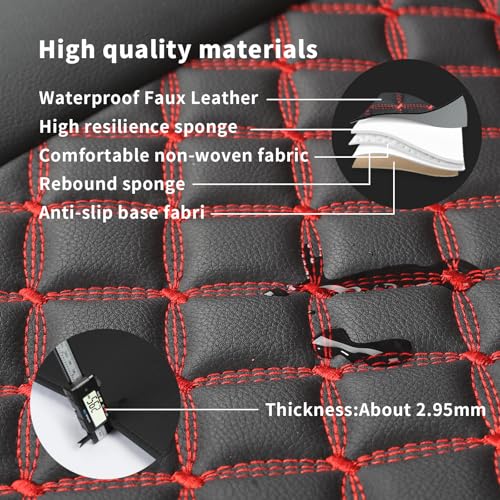 2pcs Car Seat Covers,Leather Water Proof Material No Slip Soft Car Seat Protector Side not Wrapped,for Car with Airbags,Seat Covers Universal for Most Automotive,Suvs,Vans,Trucks (Black-Red) - color: Black-Red