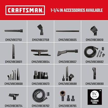 CRAFTSMAN CMXZVBE38668 1-1/4 in. 6-Piece Micro-Cleaning Wet Dry Vac Attachment Kit, Industrial-Grade Shop Vacuum Accessories for Intricate and Detail Cleaning, Fits 1-1/4 in. Hose Diameter - size: Micro-cleaning Kit