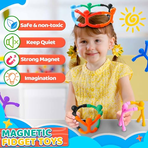 Magnetic Travel Toys for Toddlers Kids, Fidget Toys Airplane Car Travel Activities Essential,Road Trip ‌Sensory Toy Magnet People Men,Gifts Toys for 3 4 5 6 7 8 Year Old Easter Basket Stuffers -10PCS - style: Solid-10