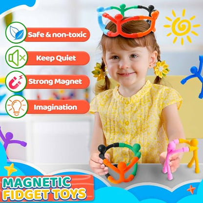 Magnetic Travel Toys for Toddlers Kids, Fidget Toys Airplane Car Travel Activities Essential,Road Trip ‌Sensory Toy Magnet People Men,Gifts Toys for 3 4 5 6 7 8 Year Old Easter Basket Stuffers -20PCS - style: Solid-20