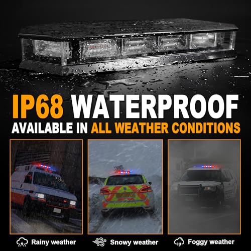 ASPL 16.5 Inch Roof Top Beacon Emergency Strobe Light with Controller 56 LED Magnetic Warning Caution lights bar Traffic Hazard Plow Light for Trucks Vehicles Construction Snowplow (Red/Blue) - color: Red/Blue