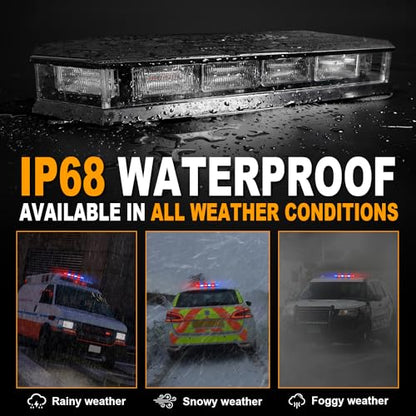 ASPL 16.5 Inch Roof Top Beacon Emergency Strobe Light with Controller 56 LED Magnetic Warning Caution lights bar Traffic Hazard Plow Light for Trucks Vehicles Construction Snowplow (Red/Blue) - color: Red/Blue