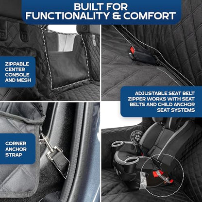 Ruff Liners Dog Hammock for Car, Black – As Seen on Shark Tank – Back Seat Protector for Cars, Mid-Size SUVs, & Mid-Size Trucks – Waterproof, Touch Fasteners, & Belt Slots – Heavy Duty Dog Seat Cover - size: Car / SUV / Small Trucks