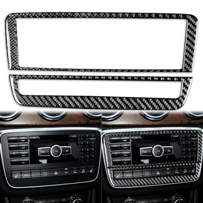 Auto Center Console Radio Warning Light Buttons Control Panel Frame Sticker Cover Compatible With Benz CLA C117 2014-2018 GLA X156 2015-2019 Interior Trim Decal Accessories Real Carbon Fiber Black - B - color: Center Console Radio Warning Light Buttons Co