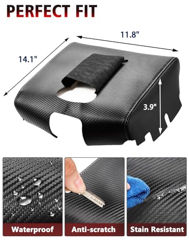 KBH Center Console Armrest Cover Replacement for Chevrolet Silverado & GMC Sierra 1500 2500 3500 2014-2018, Vinyl Leather Upholstery, Anti-Scratch, Jump Seat Console (Carbon Fiber Black) - color: Carbon Fiber Black, size: Jump Seat Console, Silverado Sier