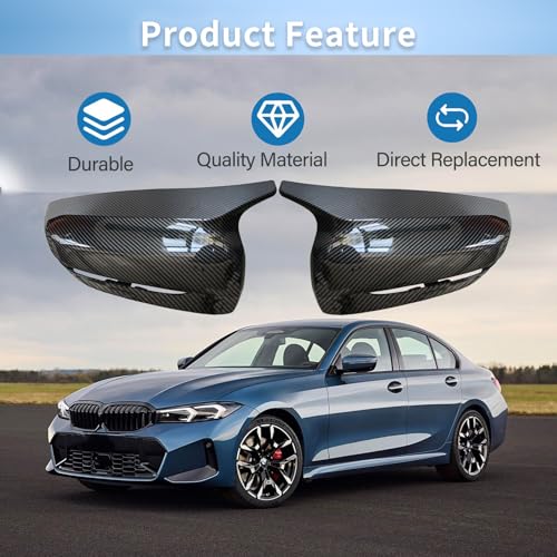 Carbon Fiber Side Mirror Caps Replacement for 2017-2022 B-MW 3 Series G20 320i 325i 330i 5 Series G30 525i 530i 540i M Sport Accessories
