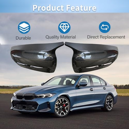 Carbon Fiber Side Mirror Caps Replacement for 2017-2022 B-MW 3 Series G20 320i 325i 330i 5 Series G30 525i 530i 540i M Sport Accessories