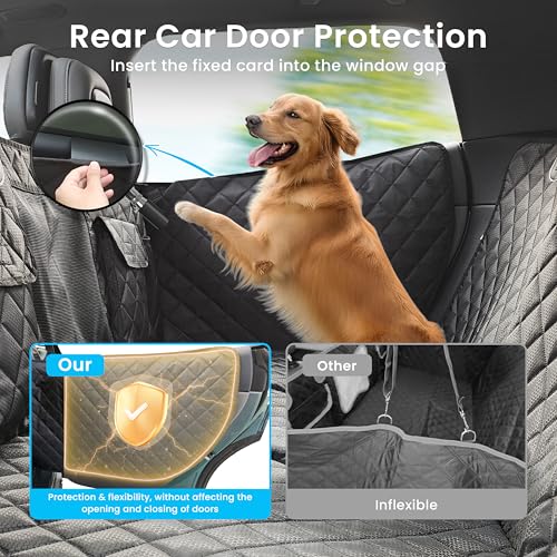Dog Car Seat Cover for Back Seat, Hard Bottom Back Seat Extender for Dogs with Door Protector, Anti Scratch, Waterproof & Non-Slip Dog Backseat Cover for Small Mid Cars, SUVs & Trucks, Holds 450Lbs