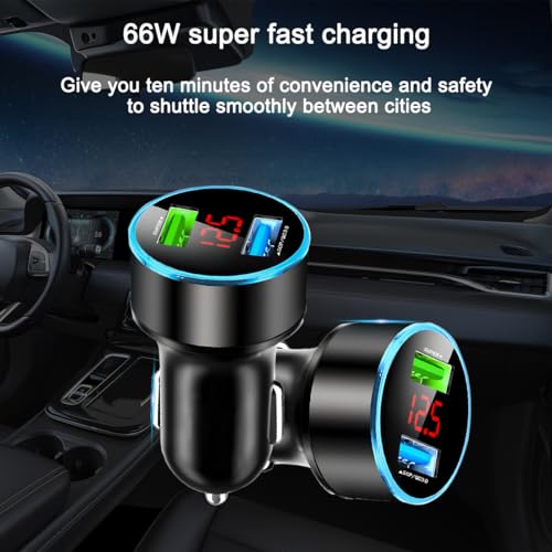 Ankuee 66W Car Charger, Super Fast Charging 2 Ports USB Vehicle Charger, Quick Charge Automobile Adaptor Compatiable with Phones and Laptops, Universal for Vehicle, Truck, RV and More