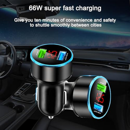 Ankuee 66W Car Charger, Super Fast Charging 2 Ports USB Vehicle Charger, Quick Charge Automobile Adaptor Compatiable with Phones and Laptops, Universal for Vehicle, Truck, RV and More