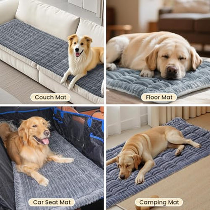 Backseat Pet Bed Mat,Dog Bed for Car,Dog Seat Cover for Car Back Seat, Non-Slip Travel Pet Mat, Fit for Backseat Extenders and Seat Covers (Dark Gray Thin) - color: Grey