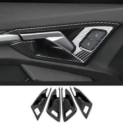 Car Door Handle Bowl Cover Compatible with Audi A3 2021-2023, Carbon Fiber Door Handrail Paint Guard Cover for Hatchbacks, ABS Door Handle Cup Protective Sticker