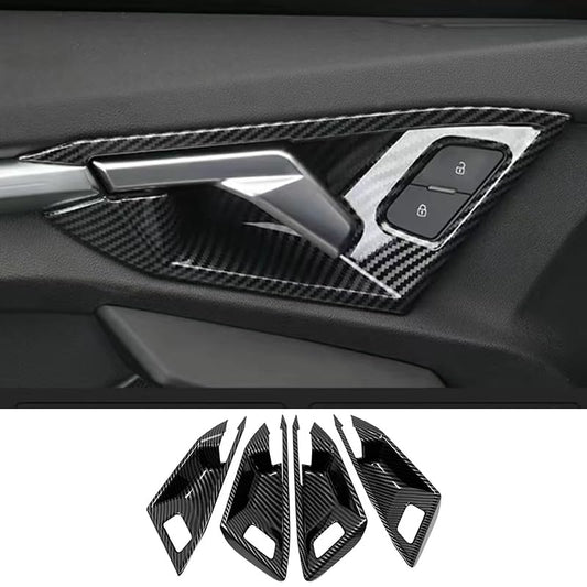 Car Door Handle Bowl Cover Compatible with Audi A3 2021-2023, Carbon Fiber Door Handrail Paint Guard Cover for Hatchbacks, ABS Door Handle Cup Protective Sticker